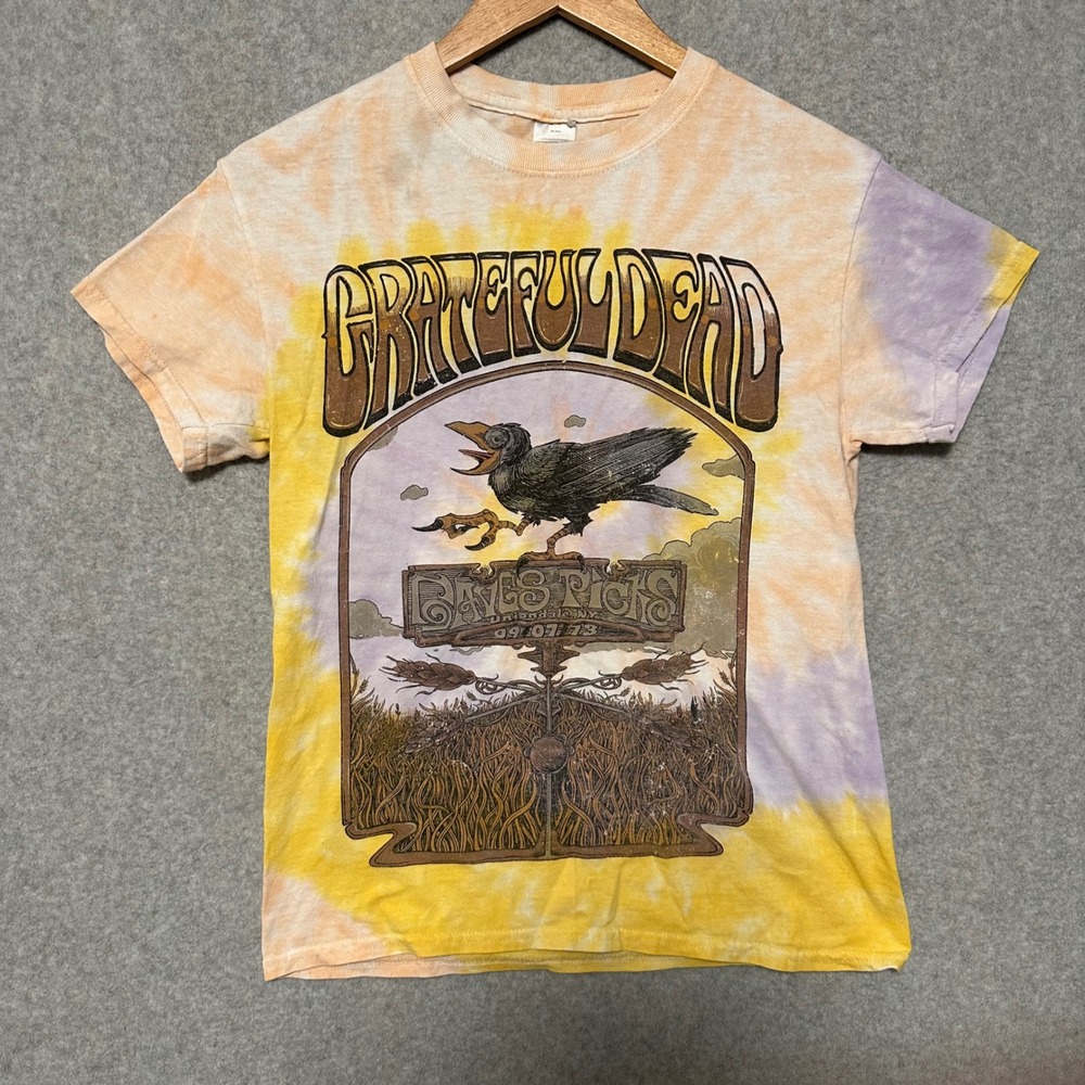 Grateful Dead Dave's Picks T Shirt Small Yellow Tie Dye Crow Uniondale 1973